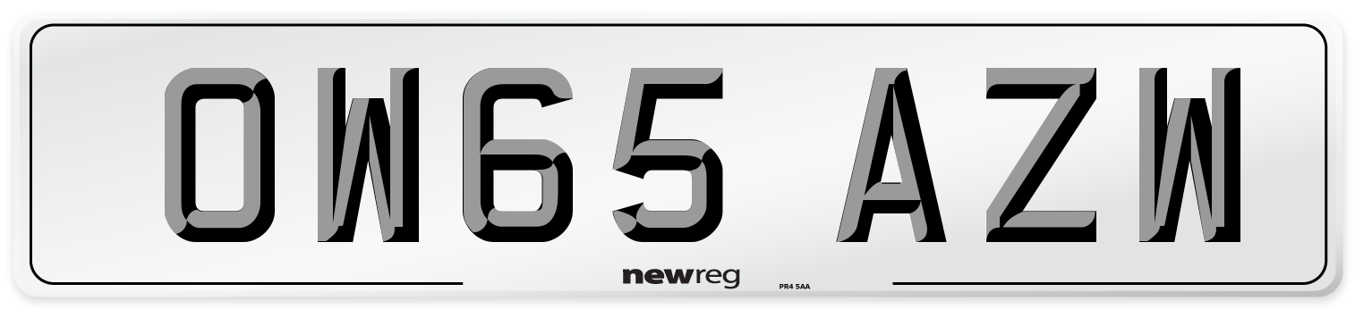 OW65 AZW Number Plate from New Reg